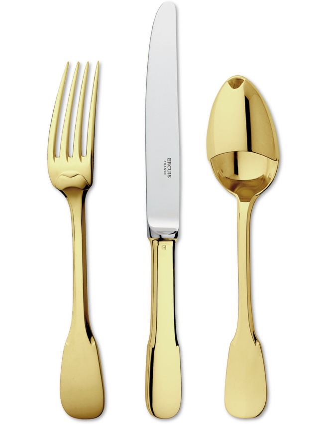 Ercuis Vieux Paris Fischvorlegegabel Silbera./Goldauflage