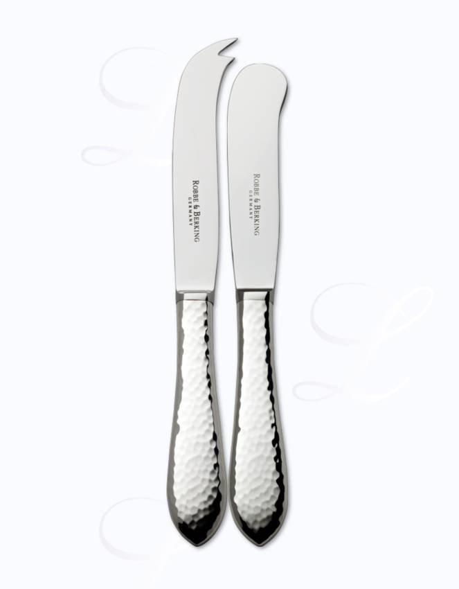 Robbe & Berking Martelé butter + cheese knives  hollow handle 