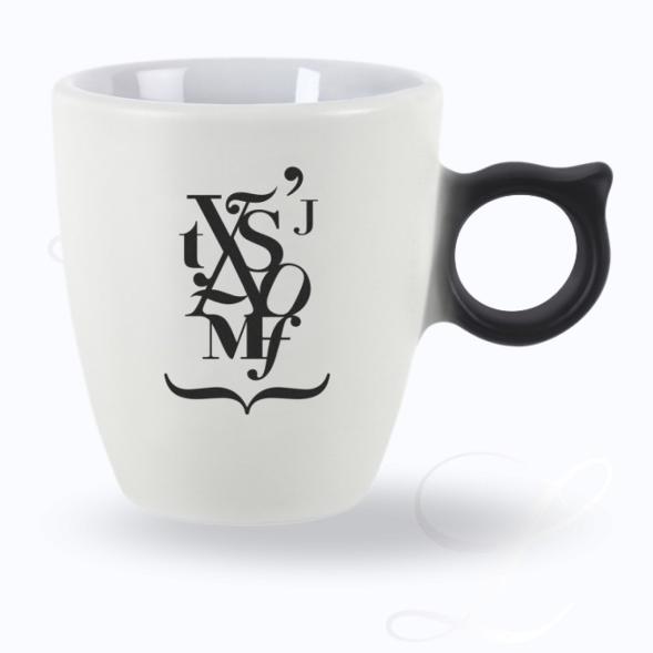 Guy Degrenne Smoos White  2 x mocha cup w/ handle Smoos 2.0