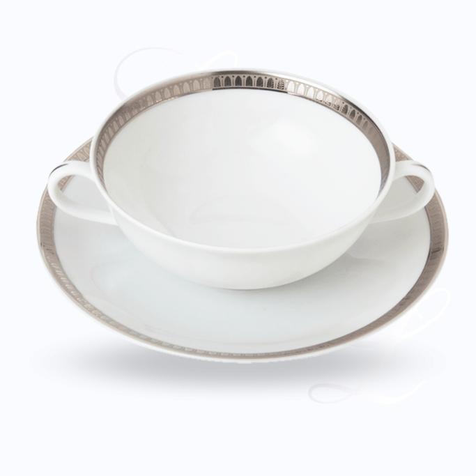 Christofle Malmaison Platine soup bowl   w/ saucer 