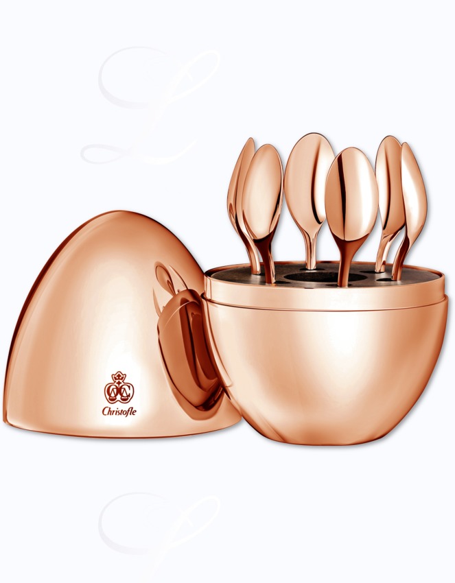 Christofle Mood Precious roségold mocha spoons set 6 pcs im Design-Ei