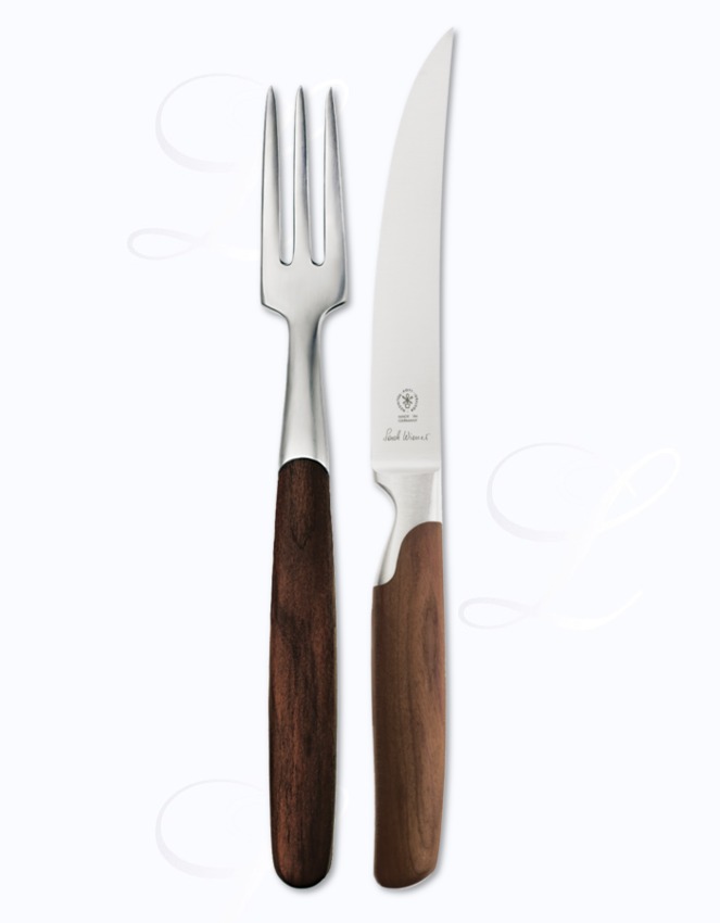 Pott Sarah Wiener Walnussholz steak  knife + fork 