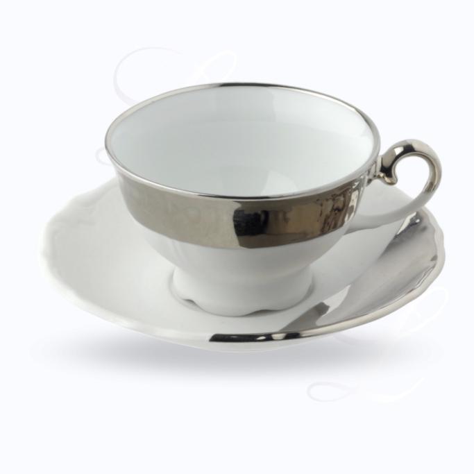 Reichenbach New Baroque Silver Shiny mocha cup w/ saucer flat 