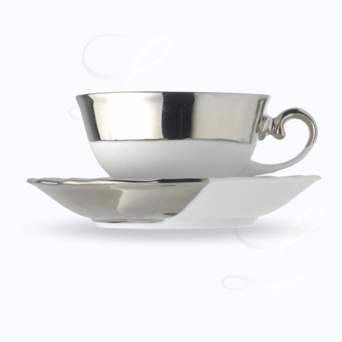 Reichenbach New Baroque Silver Shiny mocha cup w/ saucer flat 
