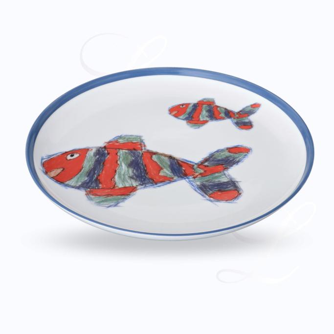 Reichenbach Porzellini Blau plate flat Fisch