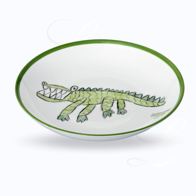 Reichenbach Porzellini Grün plate deep Krokodil
