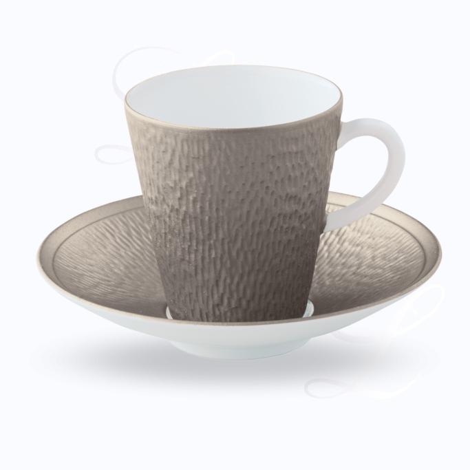 Raynaud Mineral Irise Warm Grey coffee cup w/ saucer 