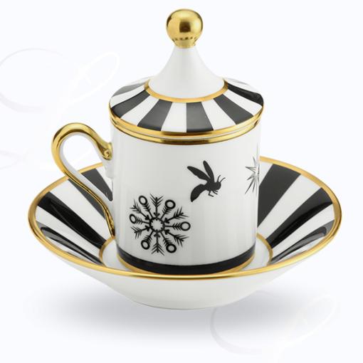 Richard Ginori Cirque des Merveilles Blanc coffee cup w/ saucer w/ cover N°1