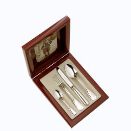 Robbe & Berking Alt Faden  Kinderbesteck 04 tlg   Silberauflage