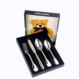 Wilkens & Söhne Augsburger Faden  Kinderbesteck 04 tlg   Silberauflage