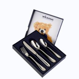 Wilkens & Söhne Schwedisch Faden  Kinderbesteck 04 tlg   Silberauflage
