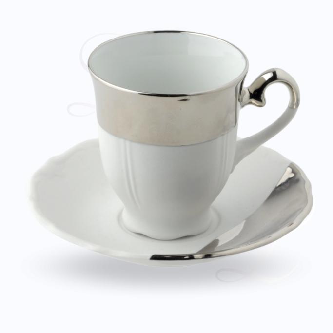 Reichenbach New Baroque Silver Shiny mocha cup w/ saucer 