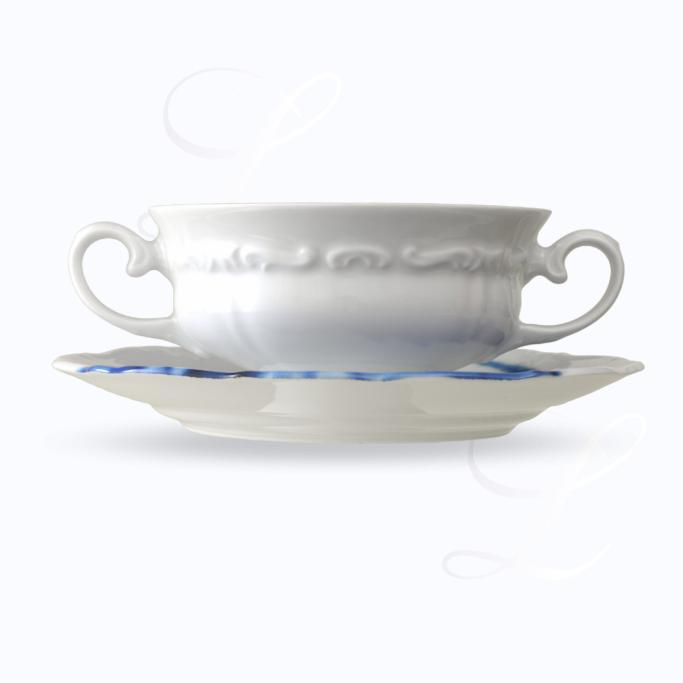 Reichenbach Blue Flou soup bowl   w/ saucer 