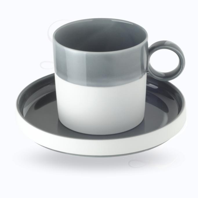 Reichenbach Nomus Reichenbach Nomus  Kaffeetasse grau und Untertasse  Porzellan