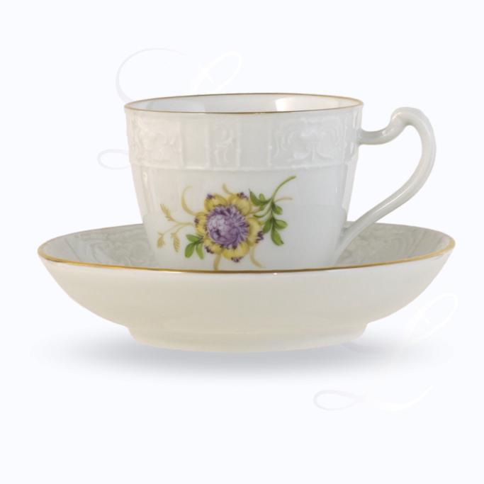 Dresden Porcelain Ludwigsburger Relief mocha cup w/ saucer Strohblume