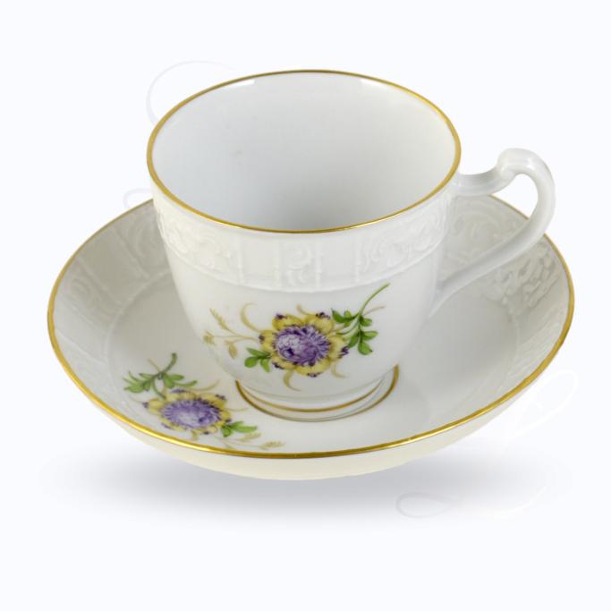 Dresden Porcelain Ludwigsburger Relief mocha cup w/ saucer Strohblume