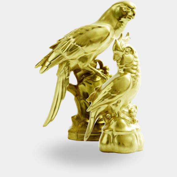 Gräfenthal by Reichenbach Birds Poliergold Porzellanfiguren  - Gräfenthal